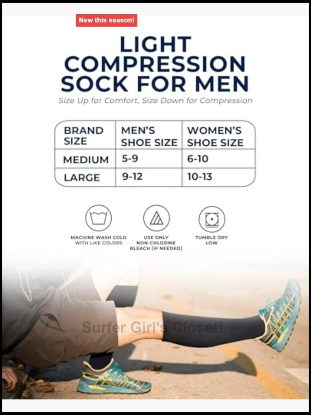 Cotton Light Compression Socks for Men & Women - 3 Pairs, 8-15 mmHg, Knee-High,